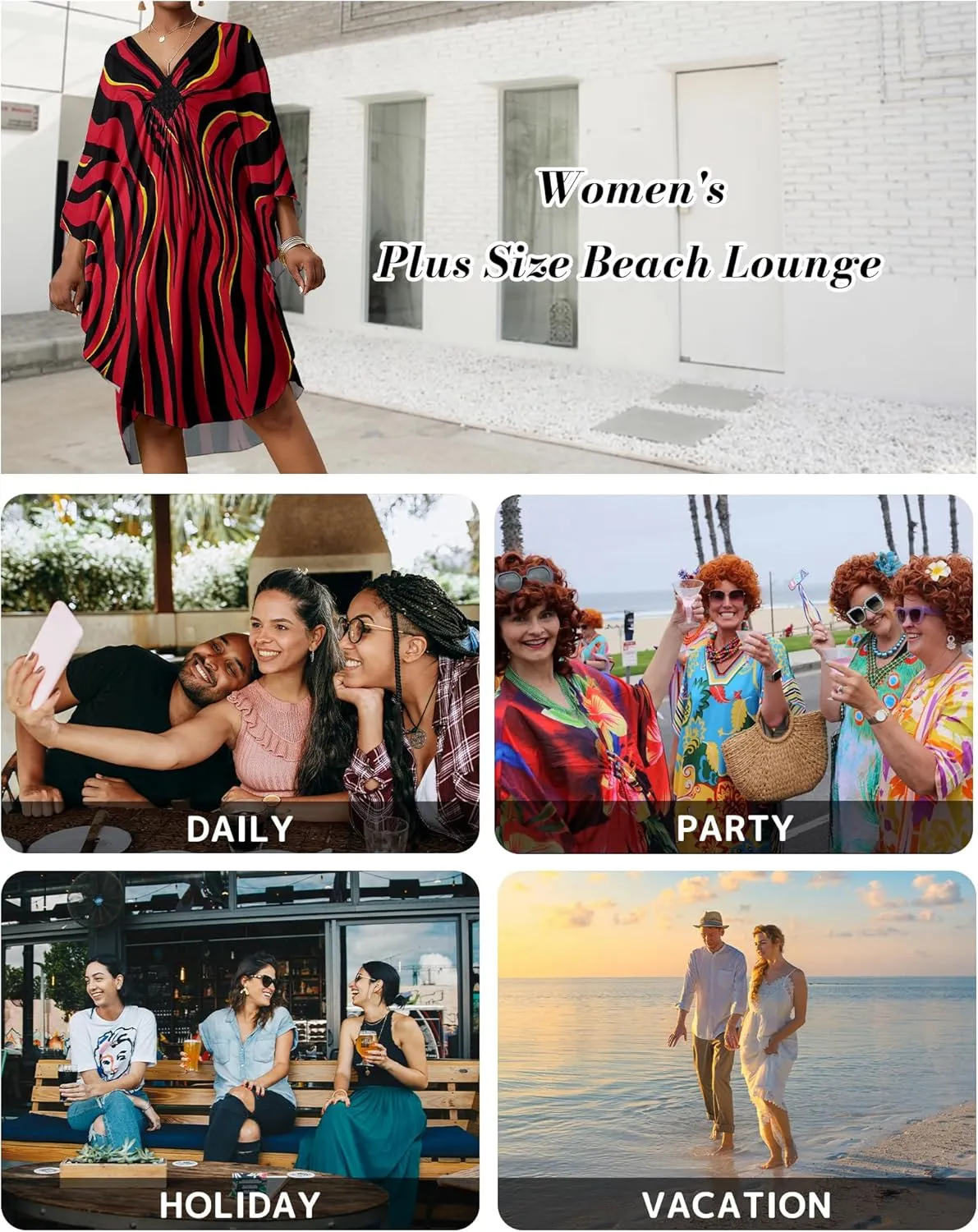 Bsubseach Short Kaftan Dresses for Women 2025 Plus Size Swimsuit Cover Up V Neck Caftan Beach Dress Loungewear