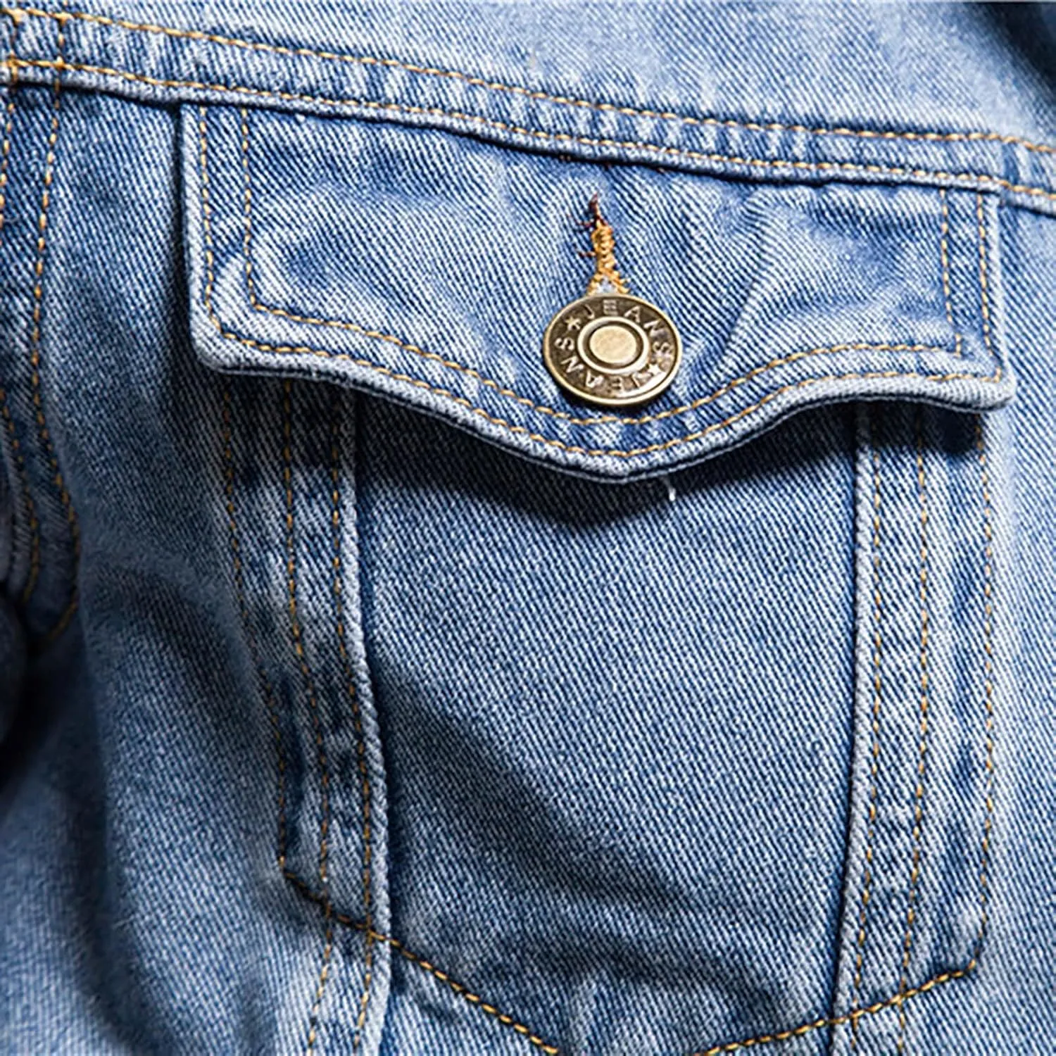 Button Down Jean Jacket for Men Classic Fit Lapel Collar Bomber Jacket Casual Long Sleeve Trucker Style Denim Jackets