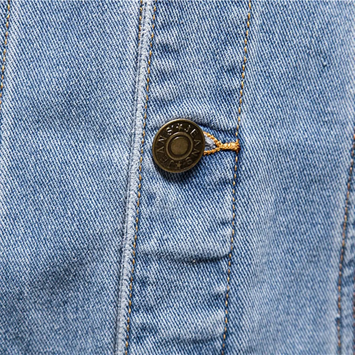 Button Down Jean Jacket for Men Classic Fit Lapel Collar Bomber Jacket Casual Long Sleeve Trucker Style Denim Jackets