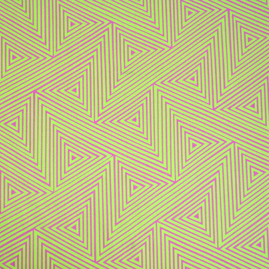 Fuchsia Pink & Bright Green Geometric Printed Silk Twill